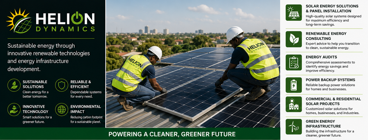 Helion Dynamics — solar panel installation powering a cleaner, greener future